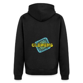 Gift for Clemens - Unisex Premium Organic Zip Hoodie - black - Back - Nico (187cm)