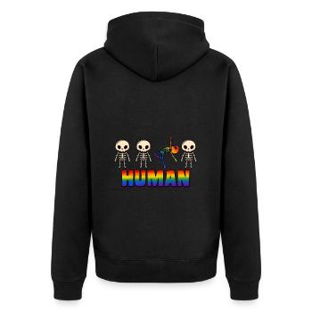 Arc-en-ciel de la gay pride humaine - Veste à capuche bio Premium Unisexe - noir - Dos - Nico (187cm)