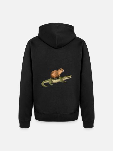 Capybara Alligator - Unisex Premium Organic Zip Hoodie - black