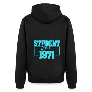 seit 1971 - Unisex Premium Bio Zip Hoodie - Schwarz - Hinten - Nico (187cm)