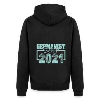 Deutsch 2021 - Unisex Premium Bio Zip Hoodie - Schwarz - Hinten - Nico (187cm)