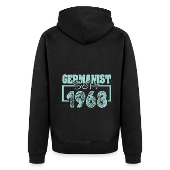 Deutsch 1968 - Unisex Premium Bio Zip Hoodie - Schwarz - Hinten - Nico (187cm)