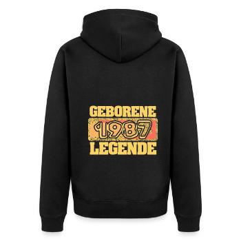 1987 - Unisex Premium Bio Zip Hoodie - Schwarz - Hinten - Nico (187cm)