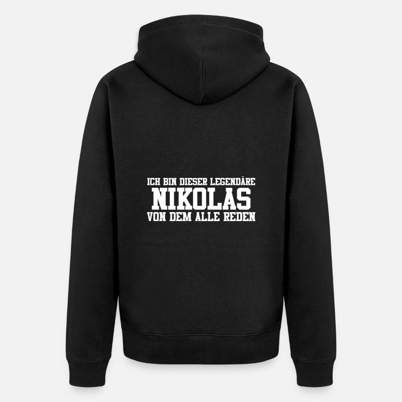 Nikolas Name Design - Unisex Premium Bio Zip Hoodie - Schwarz