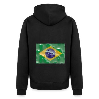 Brasilien - Unisex Premium Bio Zip Hoodie - Schwarz - Hinten - Nico (187cm)
