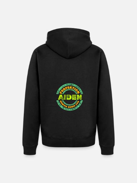 Vorname Aiden - Unisex Premium Bio Zip Hoodie - Schwarz
