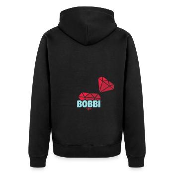 Diamant Bobbi - Unisex Premium Bio Zip Hoodie - Schwarz - Hinten - Nico (187cm)