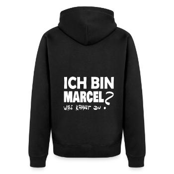marcel - Unisex Premium Bio Zip Hoodie - Schwarz - Hinten - Nico (187cm)