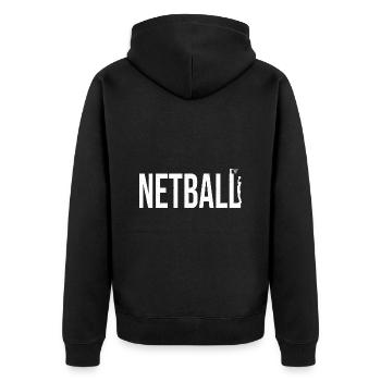Liebe Netball Netballspieler Geschenk - Unisex Premium Bio Zip Hoodie - Schwarz - Hinten - Nico (187cm)