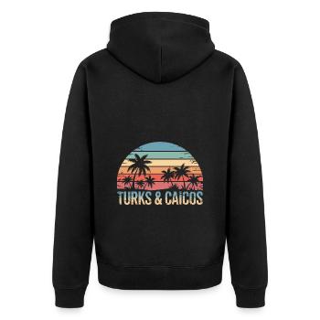 Turks- und Caicosinseln - Unisex Premium Bio Zip Hoodie - Schwarz - Hinten - Nico (187cm)
