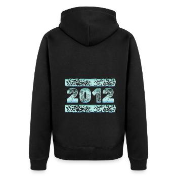 Year 2012 - Unisex Premium Organic Zip Hoodie - black - Back - Nico (187cm)