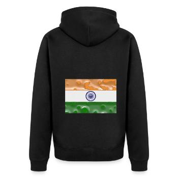Indien - Unisex Premium Bio Zip Hoodie - Schwarz - Hinten - Nico (187cm)