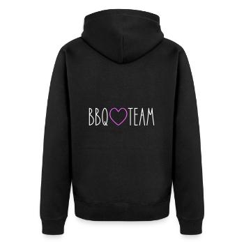 BBQ Grill Team Herz - Unisex Premium Bio Zip Hoodie - Schwarz - Hinten - Nico (187cm)