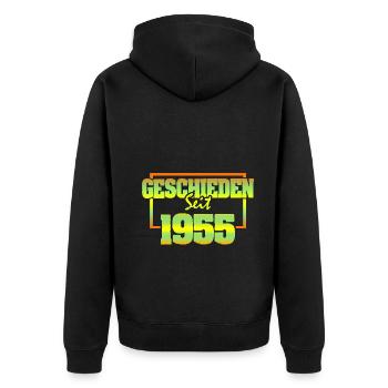 55er - Unisex Premium Bio Zip Hoodie - Schwarz - Hinten - Nico (187cm)