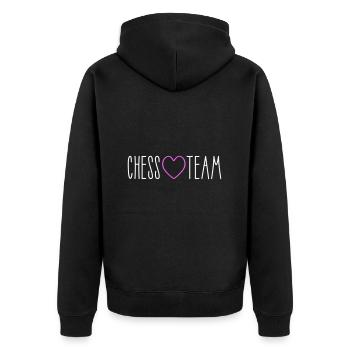 Chess Team Heart - Unisex Premium Organic Zip Hoodie - black - Back - Nico (187cm)