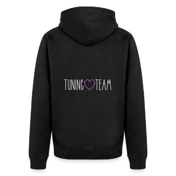 Tuning Team Herz - Unisex Premium Bio Zip Hoodie - Schwarz - Hinten - Nico (187cm)
