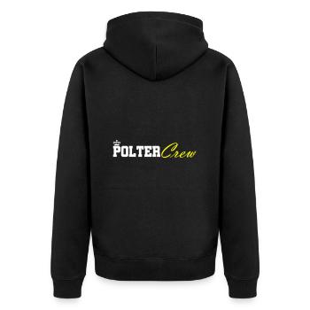Polter Crew Verlobung Hochzeit - Unisex Premium Bio Zip Hoodie - Schwarz - Hinten - Nico (187cm)