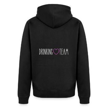 Drinking Team Herz - Unisex Premium Bio Zip Hoodie - Schwarz - Hinten - Nico (187cm)