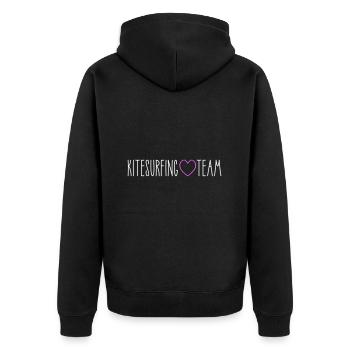 Kitesurfing Team Herz - Unisex Premium Bio Zip Hoodie - Schwarz - Hinten - Nico (187cm)