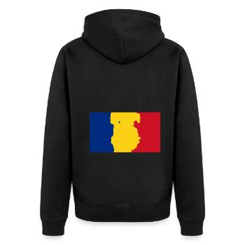 Romania - Unisex Premium Organic Zip Hoodie - black - Back - Nico (187cm)