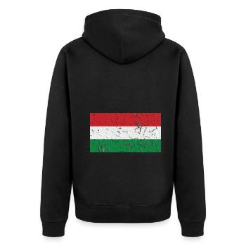 Ungarn - Unisex Premium Bio Zip Hoodie - Schwarz - Hinten - Nico (187cm)