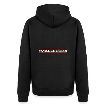 Malle 2024 - Unisex Premium Bio Zip Hoodie - Schwarz - Hinten - Nico (187cm)
