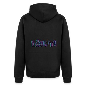 Läuft bei dir super - Alles Cool soweit - Unisex Premium Bio Zip Hoodie - Schwarz - Hinten - Nico (187cm)