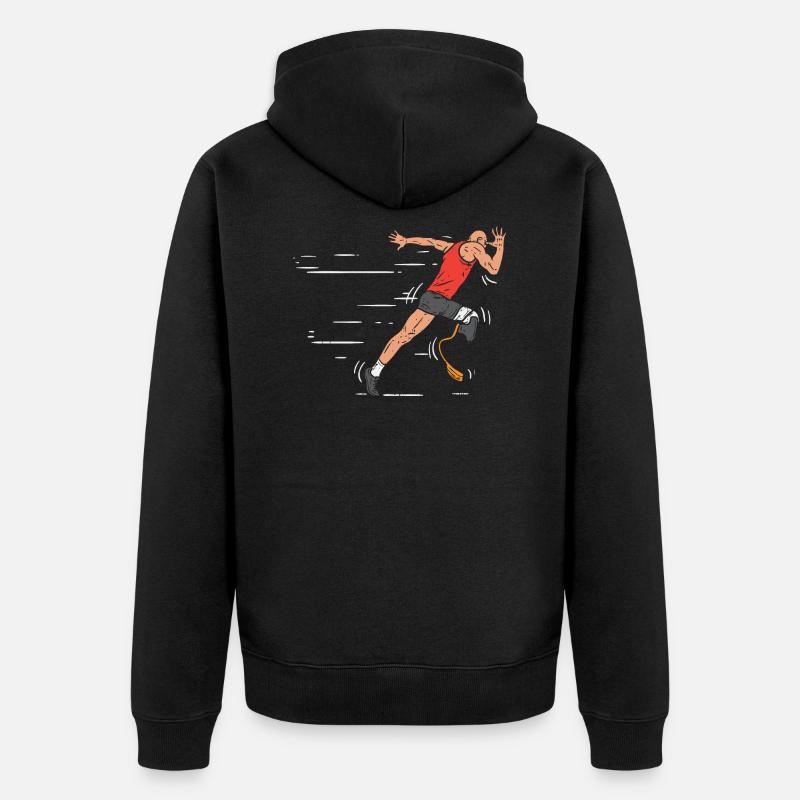 Coureur sans jambes - prothèse amputée - Veste à capuche bio Premium Unisexe - noir