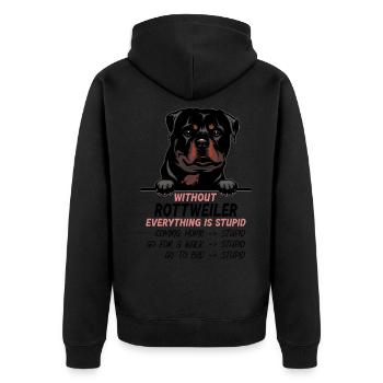 Ohne Rotweiler ist alles doof - Unisex Premium Bio Zip Hoodie - Schwarz - Hinten - Nico (187cm)