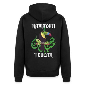 Ramadan Tucan Muslim Islam Gift - Unisex Premium Organic Zip Hoodie - black - Back - Nico (187cm)
