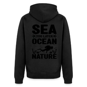 Meeresbiologe - Unisex Premium Bio Zip Hoodie - Schwarz - Hinten - Nico (187cm)