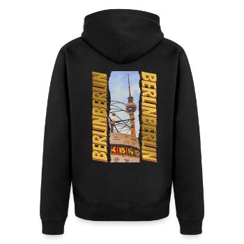 Berlin TV Tower Skyline Gold Germany - Unisex Premium Organic Zip Hoodie - black - Back - Nico (187cm)