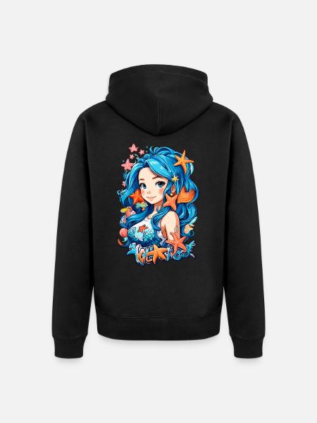 Blue Hair Mermaid - Unisex Premium Bio Zip Hoodie - Schwarz