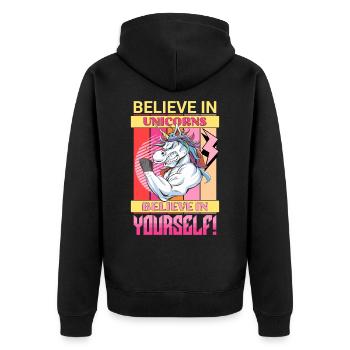 Licorne Foi Motivation Positif Succès Magique - Veste à capuche bio Premium Unisexe - noir - Dos - Nico (187cm)
