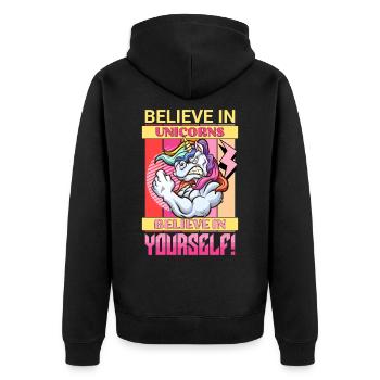 Licorne Foi Motivation Positif Succès Magique - Veste à capuche bio Premium Unisexe - noir - Dos - Nico (187cm)