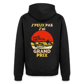 J'peut pas j'ai Grand-Prix Humor T-Shirt - Unisex Premium Bio Zip Hoodie - Schwarz - Hinten - Nico (187cm)