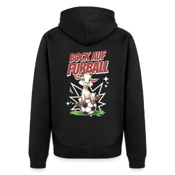Bock Auf Fußball Lustig Humor Wortwitz Fußballer - Unisex Premium Bio Zip Hoodie - Schwarz - Hinten - Nico (187cm)