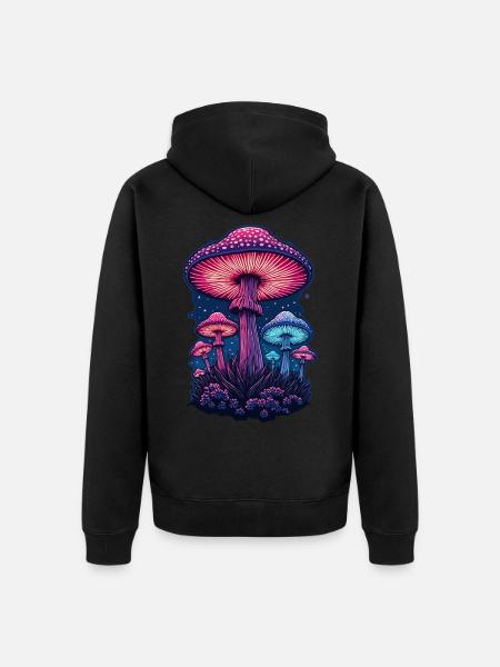 Vivid Mushroom - Unisex Premium Organic Zip Hoodie - black