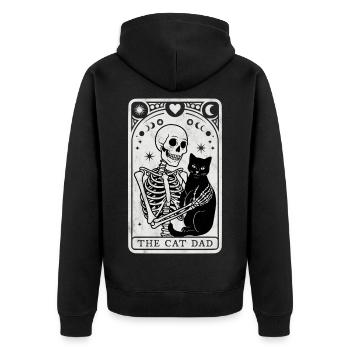 Tarot Cat Dad - Unisex Premium Organic Zip Hoodie - black - Back - Nico (187cm)
