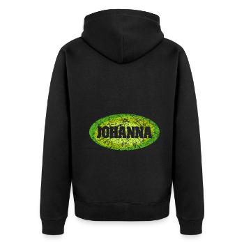 Retro Johanna - Unisex Premium Bio Zip Hoodie - Schwarz - Hinten - Nico (187cm)