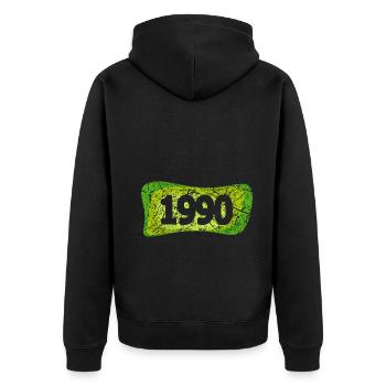 Jahr 1990 - Unisex Premium Bio Zip Hoodie - Schwarz - Hinten - Nico (187cm)
