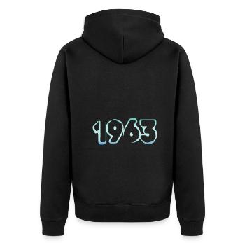 1963 - Unisex Premium Organic Zip Hoodie - black - Back - Nico (187cm)