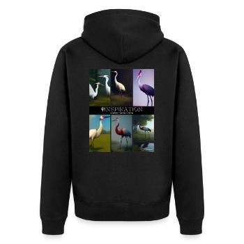 inspiration Eastern Sarus Crane - Unisex Premium Organic Zip Hoodie - black - Back - Nico (187cm)