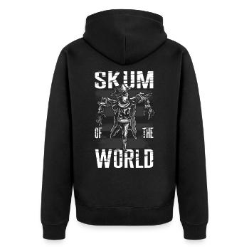 Skum Of The World - Unisex Premium Organic Zip Hoodie - black - Back - Nico (187cm)