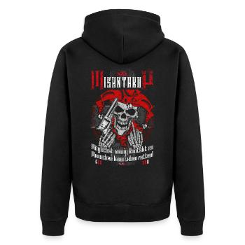 Misanthrop - Unisex Premium Bio Zip Hoodie - Schwarz - Hinten - Nico (187cm)