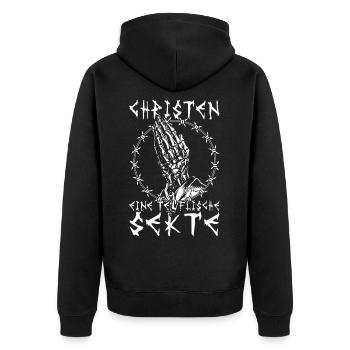 Les chrétiens, une secte diabolique - Veste à capuche bio Premium Unisexe - noir - Dos - Nico (187cm)