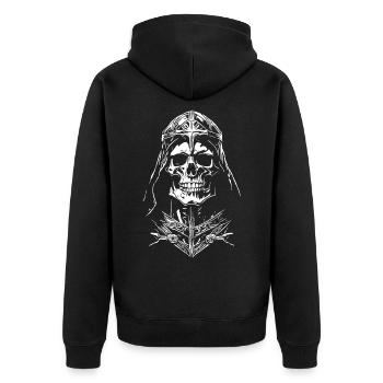 Knightly Skull - Unisex Premium Organic Zip Hoodie - black - Back - Nico (187cm)