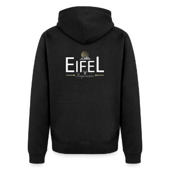 Eifel Bergwandern - Unisex Premium Bio Zip Hoodie - Schwarz - Hinten - Nico (187cm)