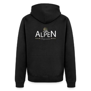Alpen Bergwandern - Unisex Premium Bio Zip Hoodie - Schwarz - Hinten - Nico (187cm)