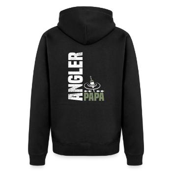 Angelnder Papa - Unisex Premium Bio Zip Hoodie - Schwarz - Hinten - Nico (187cm)